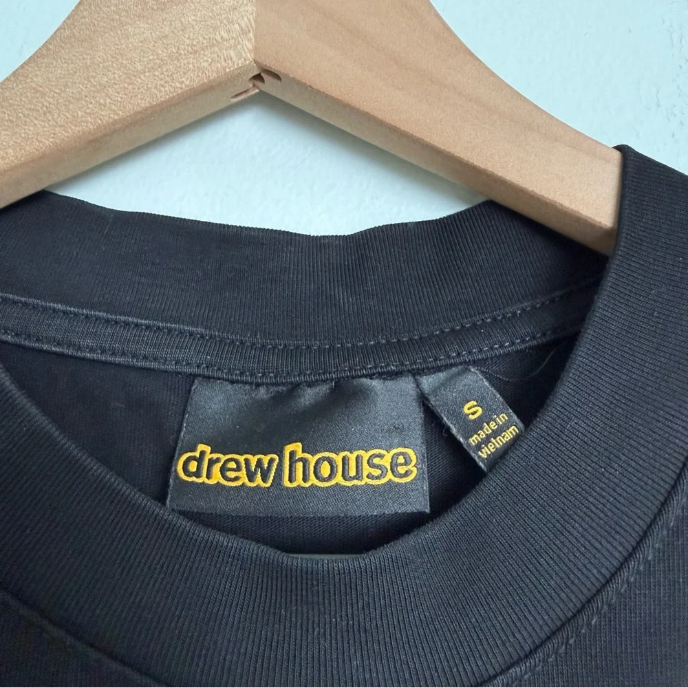 Drew House x Ssense Black Embroidered Stacked Logo Justin Bieber Tshirt - Picture 5 of 9
